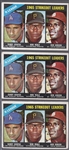 1966 Topps Bb- #225 NL Strikeout Leaders- Koufax/ Veale/ Gibson- 3 Cards