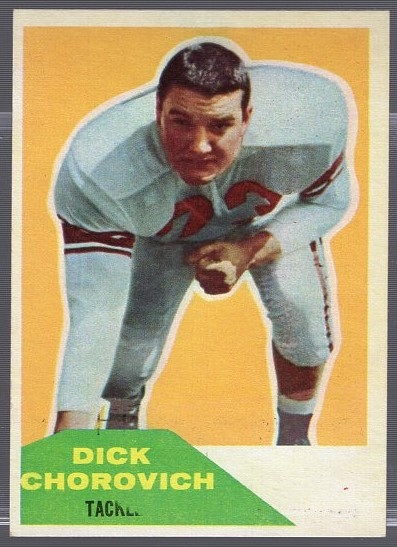 1960 Fleer Football- #62 Dick Chorovich, Chargers- Print Variation