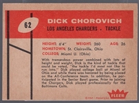 1960 Fleer Football- #62 Dick Chorovich, Chargers- Print Variation