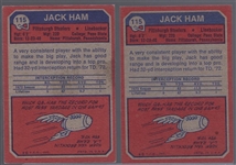 1973 Topps Football- #115 Jack Ham, Steelers RC- 2 Cards