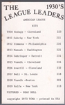 Autographed 1973 TCMA “The 1930’s League Leaders- Hits” MLB- Beau Bell, Browns
