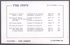 Autographed 1973 TCMA “The 1930’s- No Hit Pitchers” MLB- Vern Kennedy, White Sox
