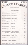 Autographed 1973 TCMA “The 1930’s League Leaders- Stolen Bases” MLB- Ben Chapman, Yankees