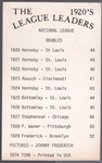 Autographed 1974 TCMA “The 1920’s League Leaders- Doubles” MLB- Johnny Frederick, Dodgers