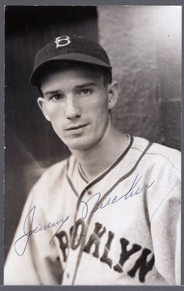 Autographed Jimmy Bucher Brooklyn Dodgers MLB Photo Postcard