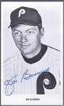 Autographed Jim Bunning Philadelphia Phillies MLB B/W 3-¼” x 5-½” Photo Card