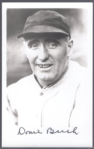 Autographed Donie Bush MLB Photo Postcard