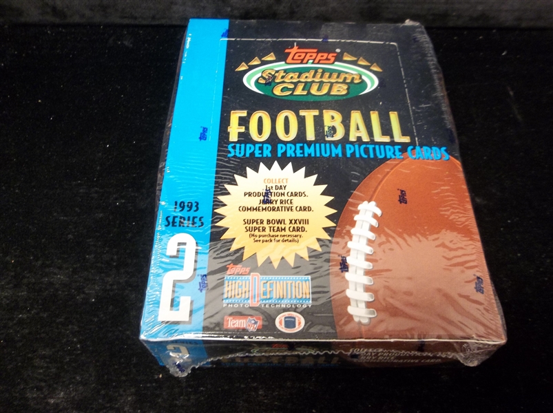 1993 Stadium Club Football- Series #2- One Unopened Wax Box