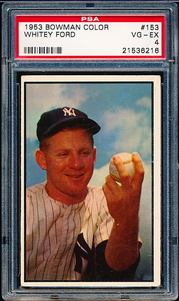 1953 Bowman Baseball Color- #153 Whitey Ford, Yankees- PSA Vg-Ex 4