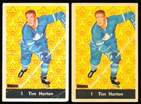 1961-62 Parkhurst Hockey- #1 Tim Horton, Toronto- 2 Cards