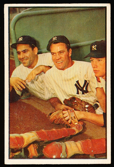 1953 Bowman Baseball Color- #44 Hank Bauer/ Yogi Berra/ Mickey Mantle