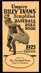 1923 Umpire Billy Evans’ Simplified Baseball Rule Book, issued by the Cleveland Press