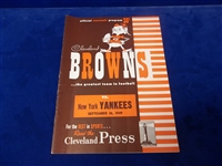 Sept. 18, 1949 New York Yankees @ Cleveland Browns AAFC Program