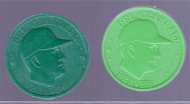 1960 Armour Baseball Coins- Del Crandall- 2 Diff