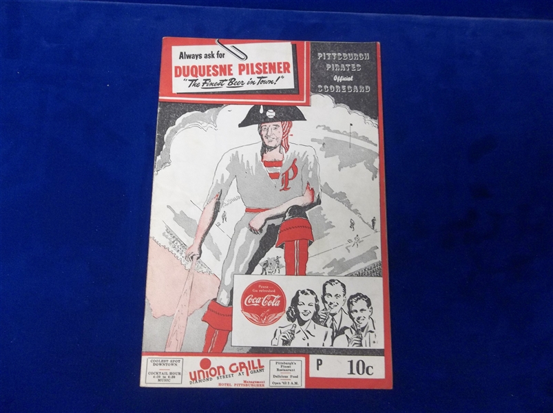1942 Cincinnati Reds @ Pittsburgh Pirates MLB Scorecard