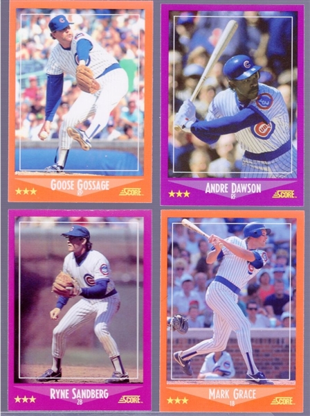 1988 Score Hi-Gloss/ Hi-Gloss Rookies and Traded- One Complete Chicago Cubs Team Set of Each (28 Total Cards)