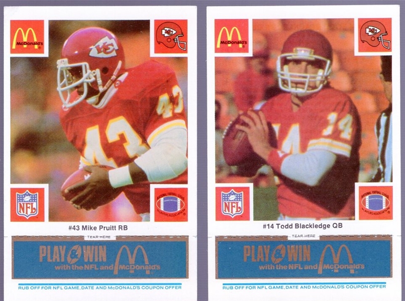 1986 McDonald’s Ftbl.- 1 K. C. Chiefs Blue Tab Set of 24 Cards