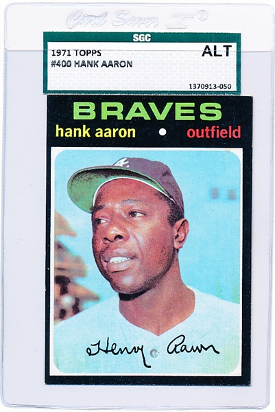 1971 Topps Bb- #400 Hank Aaron, Braves- SGC Rejected “Altered- Color”.