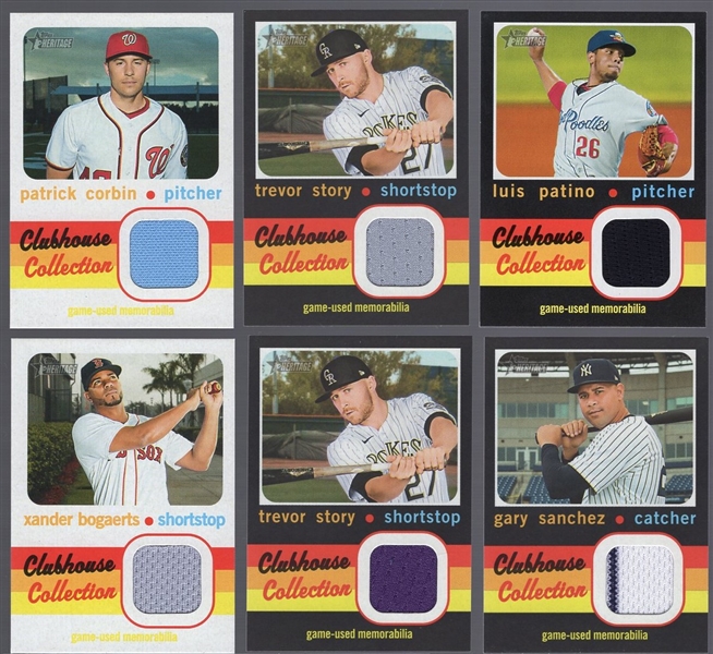 2020 Topps Heritage Minors/ Regular/ Update “Clubhouse Collection Relic”- 6 Asst. Cards