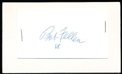 Autographed Bob Feller MLB Cut Signature Stapled to an Index Card