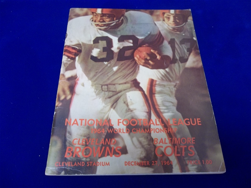 12/27/64 NFL World Championship Game Program- Colts @  Browns