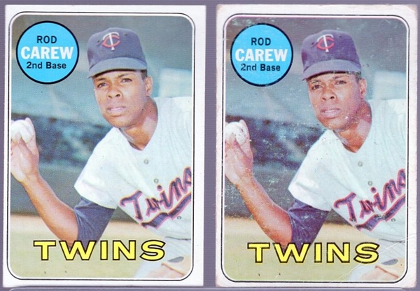 1969 Topps Bb- #510 Rod Carew, Twins- 2 cards