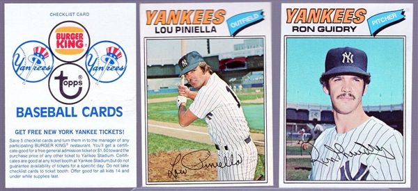 1977 Topps Burger King- NY Yankees - Partial Set of 21 of 24