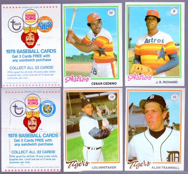 1978 Topps Burger King Bb- 4 Sets/ Partial Sets