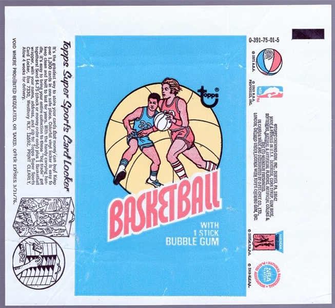 1975-76 Topps Basketball Wrapper