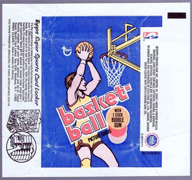 1977-78 Topps Basketball- 2 Wrappers