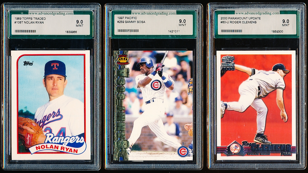 Three Baseball Cards- graded by Advanced Grading