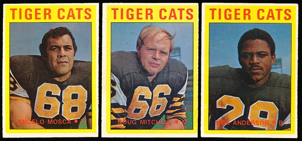 1972 O-Pee-Chee CFL Fb- 3 Diff Hamilton Tiger Cats