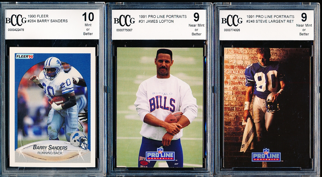 Three BCCG Graded Football Cards 