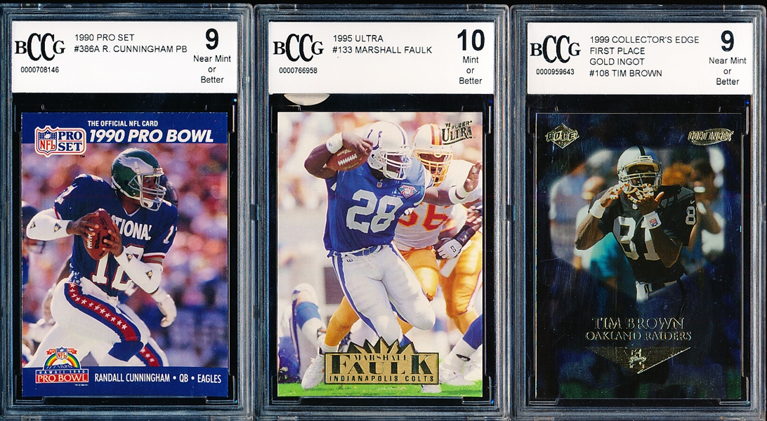 Three BCCG Graded Football Cards