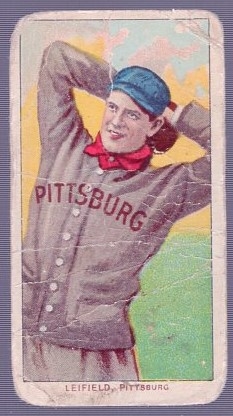 1909-11 T206 Bb- Leifield, Pittsburgh- Hands over head version