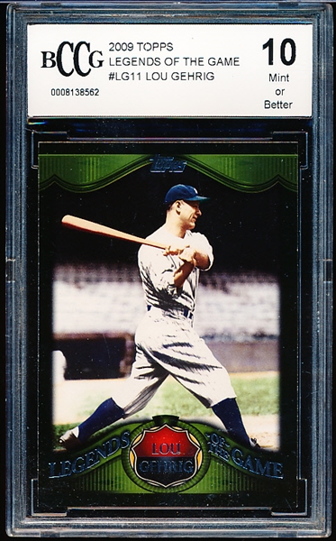 2009 Topps Bsbl. “Legends of the Game” #LG11 Lou Gehrig- BCCG (Beckett.com) Graded Mint or Better 10.