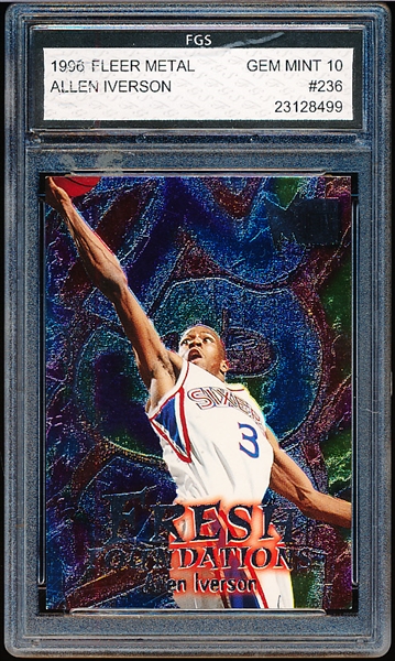 1996-97 Fleer Metal Bskbl. #236 Allen Iverson FF- Finest Grading Service (FGS) Gem Mint 10