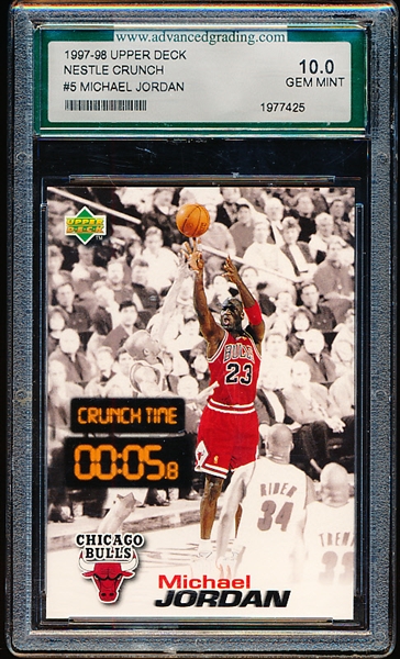 1997-98 Upper Deck Nestle Crunch Bskbl. #5 Michael Jordan- Advanced Grading Service Gem Mint 10.0.