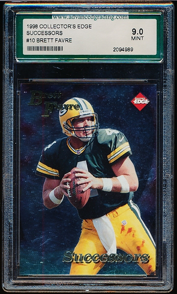 1998 Collector’s Edge Ftbl. “Successors” #10 Brett Favre, Packers- Advanced Grading Service Mint 9.0