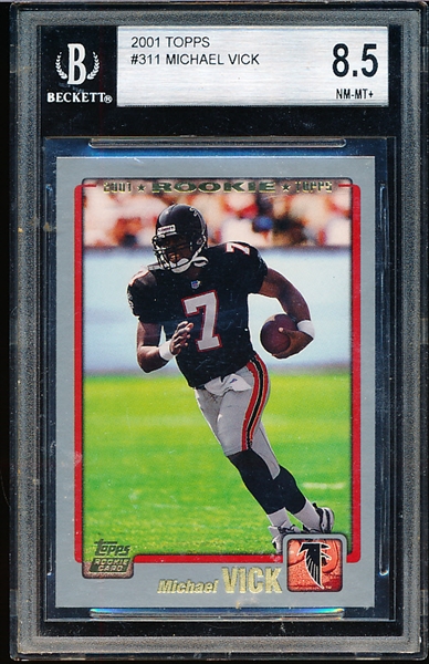 2001 Topps Ftbl. #311 Michael Vick RC- Beckett Graded Near Mint to Mint 8.5