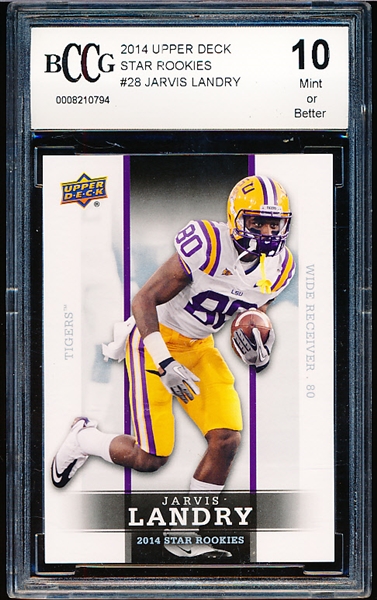 2014 Upper Deck Star Rookies Ftbl. #28 Jarvis Landry RC- BCCG Graded Mint or Better 10.