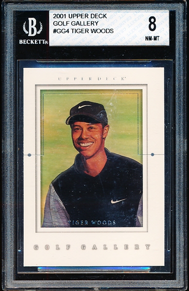 2001 Upper Deck Golf “Golf Gallery” #GG4 Tiger Woods- Beckett Graded Near Mint to Mint 8