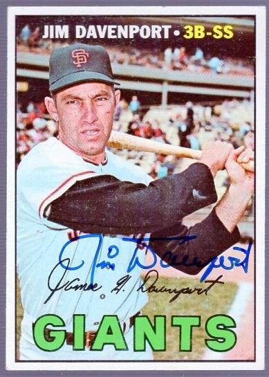 Autographed 1967 Topps Bsbl. #441 Jim Davenport, Giants