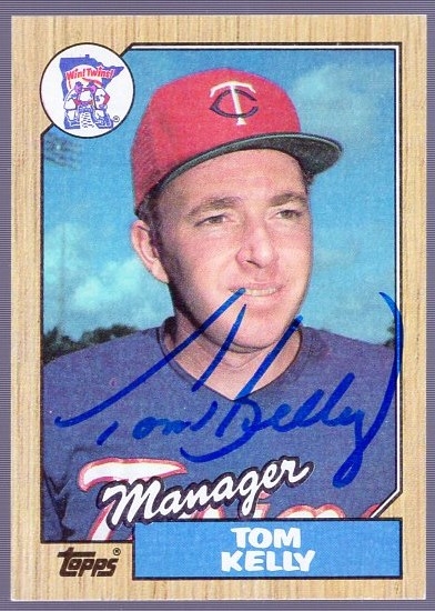 Autographed 1987 Topps Bsbl. #618 Tom Kelly RC, Twins