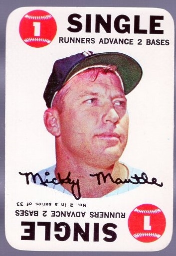 1968 Topps Bb Game Card- #2 Mickey Mantle, Yankees