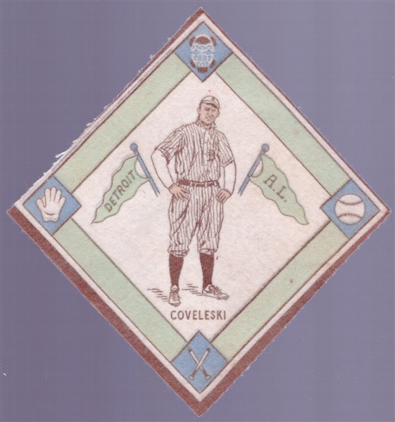 1914 B18 Baseball Blanket-Harry Coveleski, Detroit AL- White infield version.