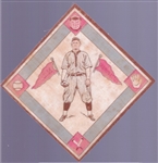 1914 B18 Baseball Blanket-Joe Kelley, Pittsburgh NL- Red pennnants side panel