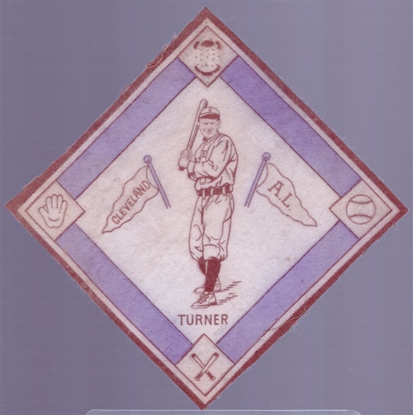 1914 B18 Baseball Blanket- Turner, Cleveland AL – Purple basepaths version