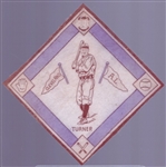 1914 B18 Baseball Blanket- Turner, Cleveland AL – Purple basepaths version