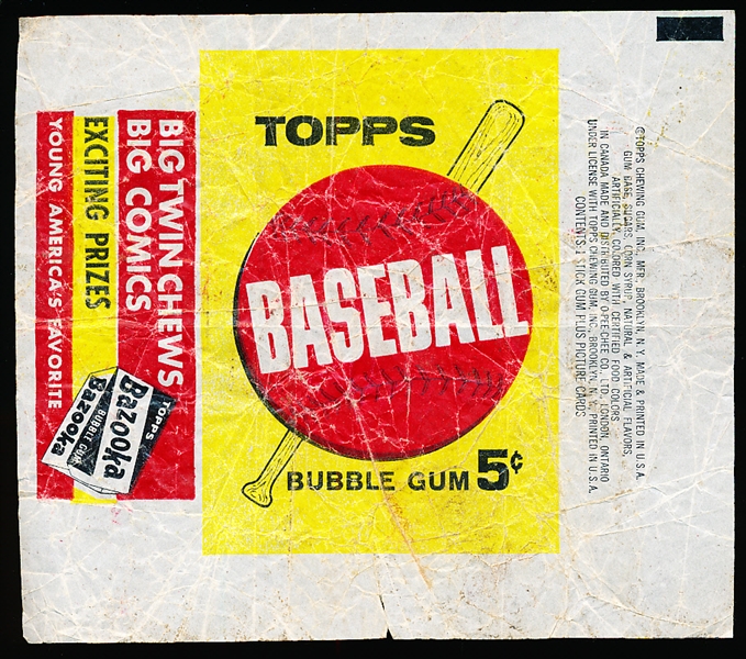 1963 Topps Baseball- 5 Cent Wrapper- Big Twin Chews/Big Comics side panel.